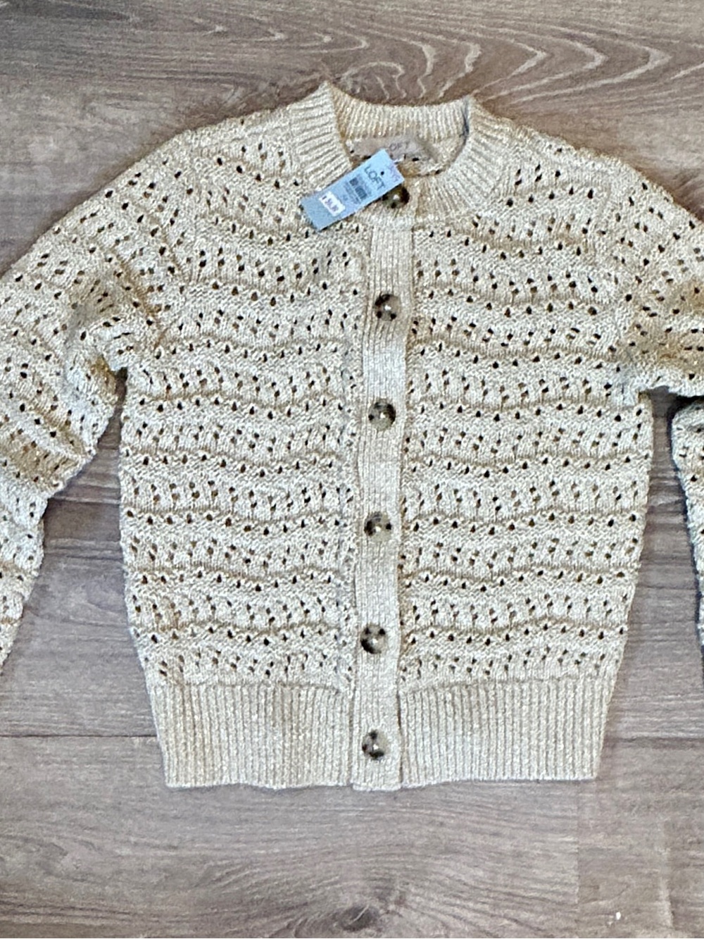Lift Cream/Gold Chunky Button Cardigan Sweater